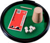 obrazek Kości pokerowe z tacką, kubkiem i bloczkiem 